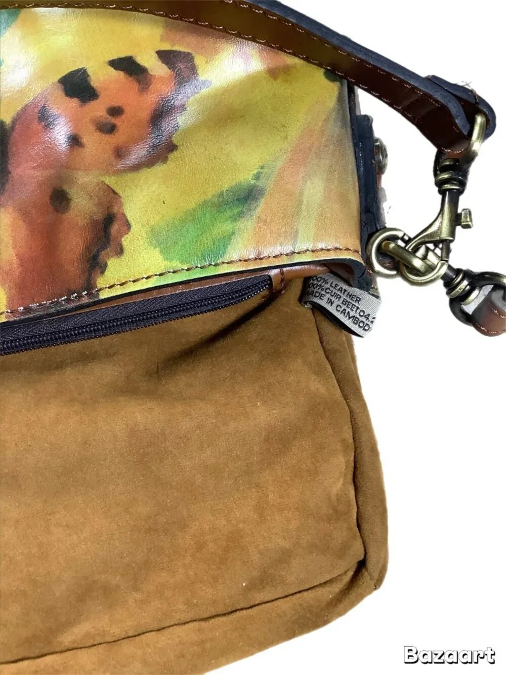 Patricia Nash Irving Leather Bucket Handbag Crossbody Butterfly Print (279)
